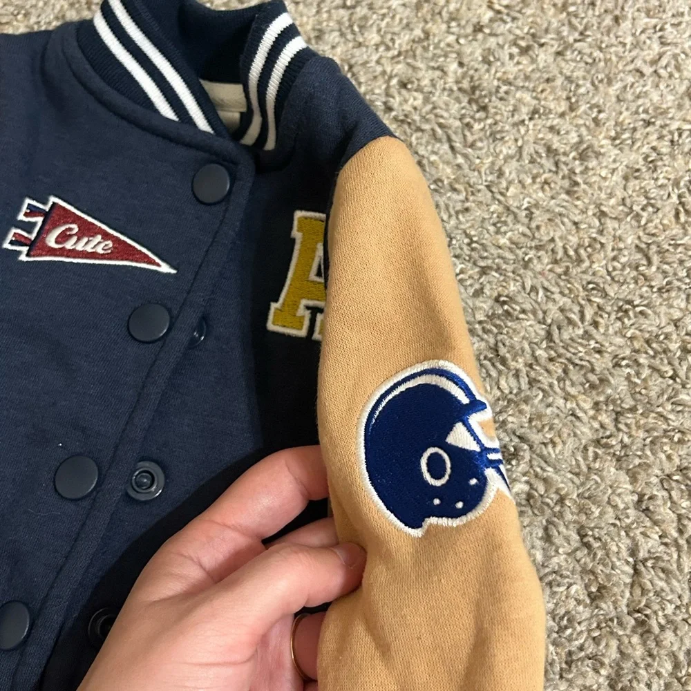 Badgley Mischka Kids Boys Cotton Blend Varsity Navy Jacket Snap Burton Size 3-6M